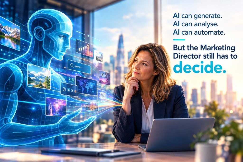 Leading Marketing in a Digital and Ai World - Digital Man consulting human marketing director